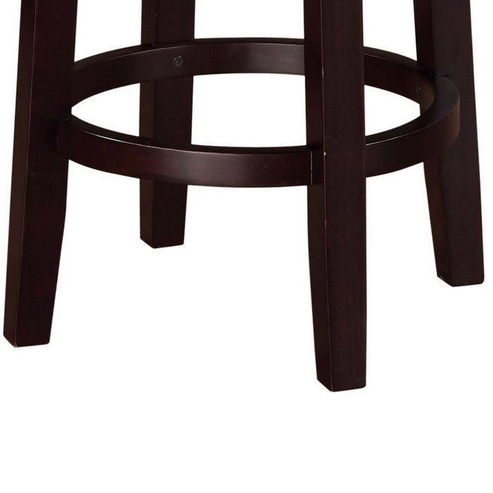 Fabric Upholstered Counter Stool with Slanted Legs, Brown and White