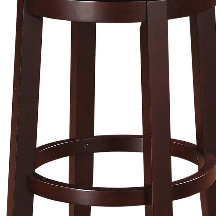 Fabric Upholstered Counter Stool with Slanted Legs, Brown and Blue
