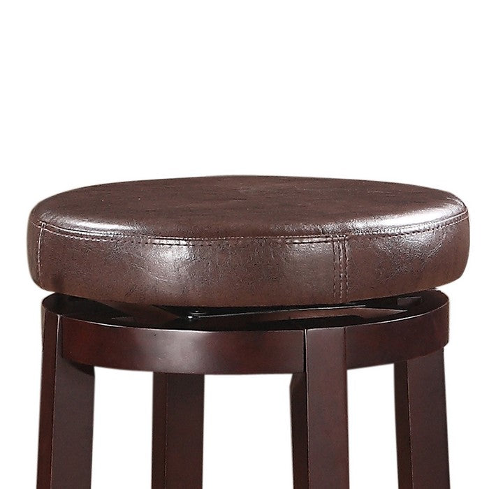 Fabric Upholstered Wooden Bar Stool with Slanted Legs, Brown