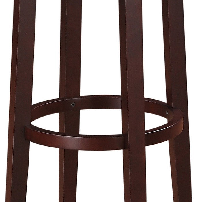 Fabric Upholstered Wooden Bar Stool with Slanted Legs, Brown