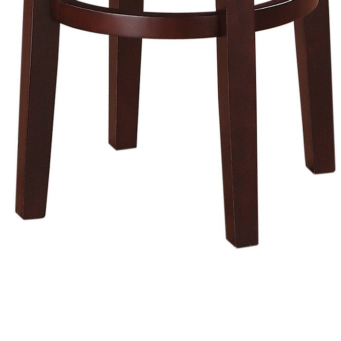 Fabric Upholstered Wooden Bar Stool with Slanted Legs, Brown
