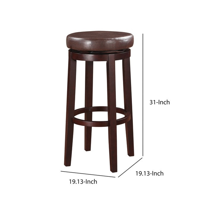 Fabric Upholstered Wooden Bar Stool with Slanted Legs, Brown