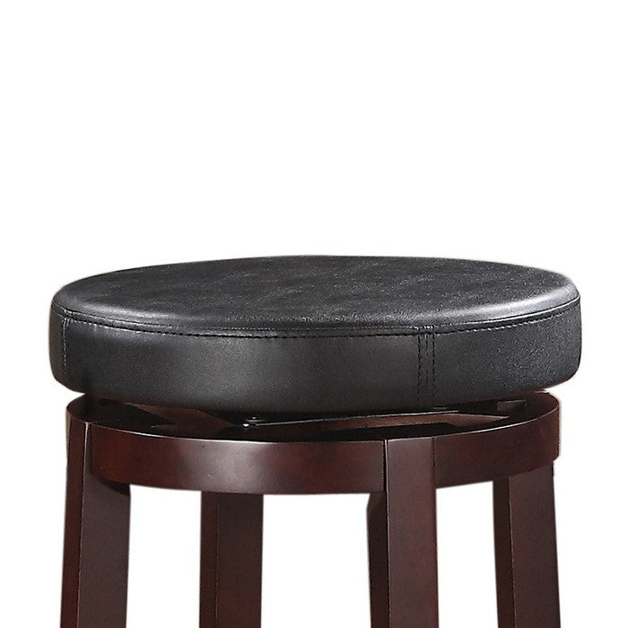 Fabric Upholstered Bar Stool with Slanted Legs, Brown and Black