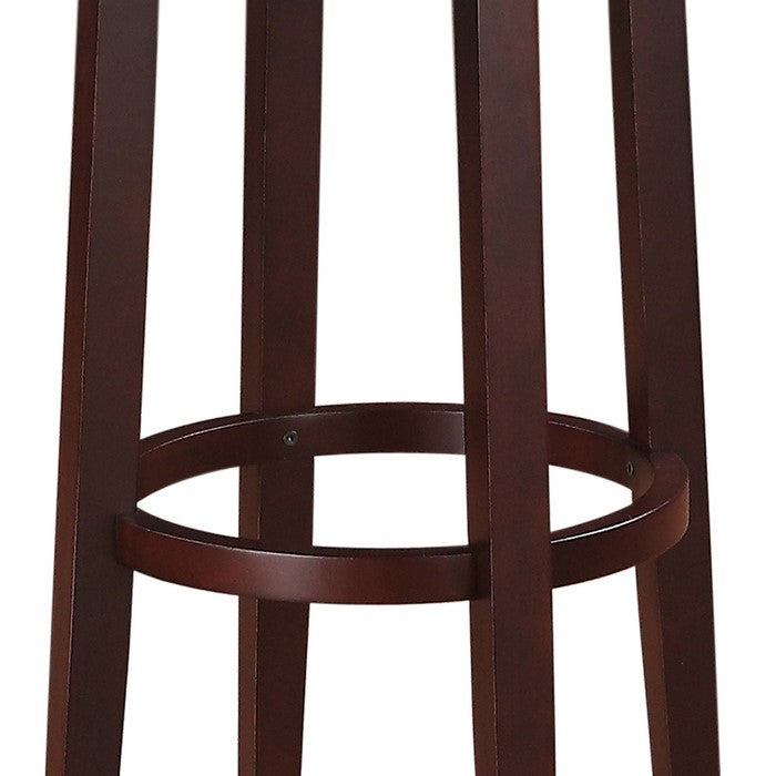 Fabric Upholstered Bar Stool with Slanted Legs, Brown and Black