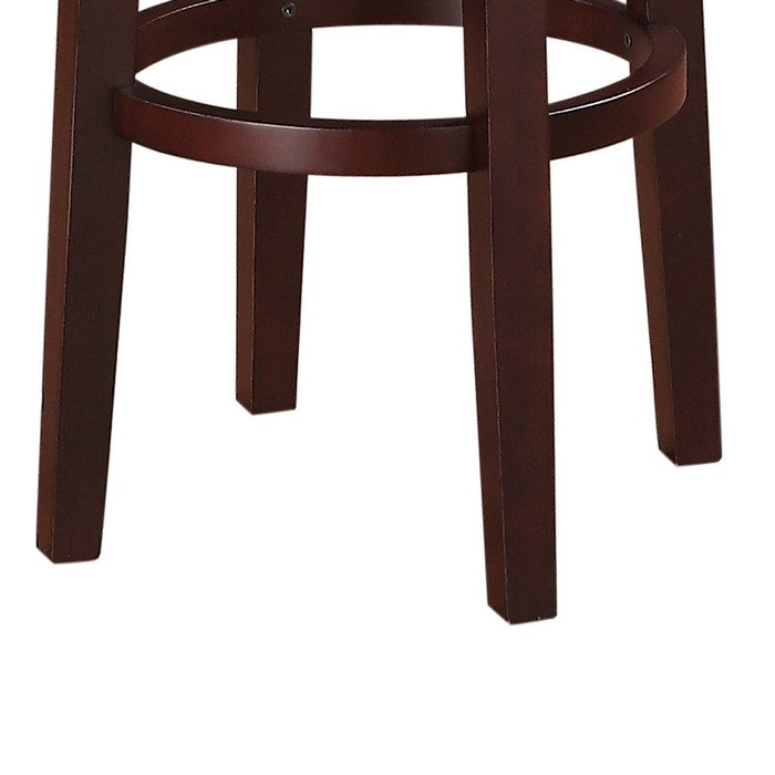 Fabric Upholstered Bar Stool with Slanted Legs, Brown and Black