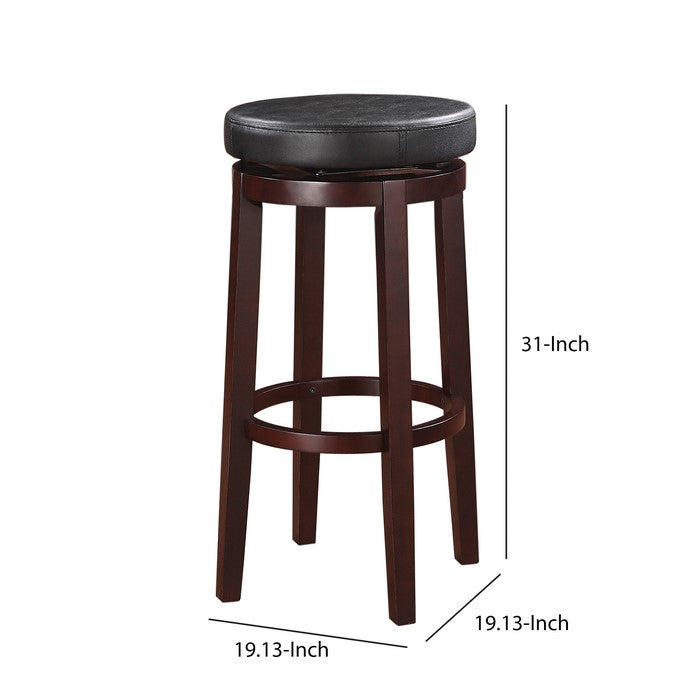 Fabric Upholstered Bar Stool with Slanted Legs, Brown and Black