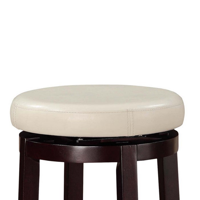 Fabric Upholstered Bar Stool with Slanted Legs, Brown and White