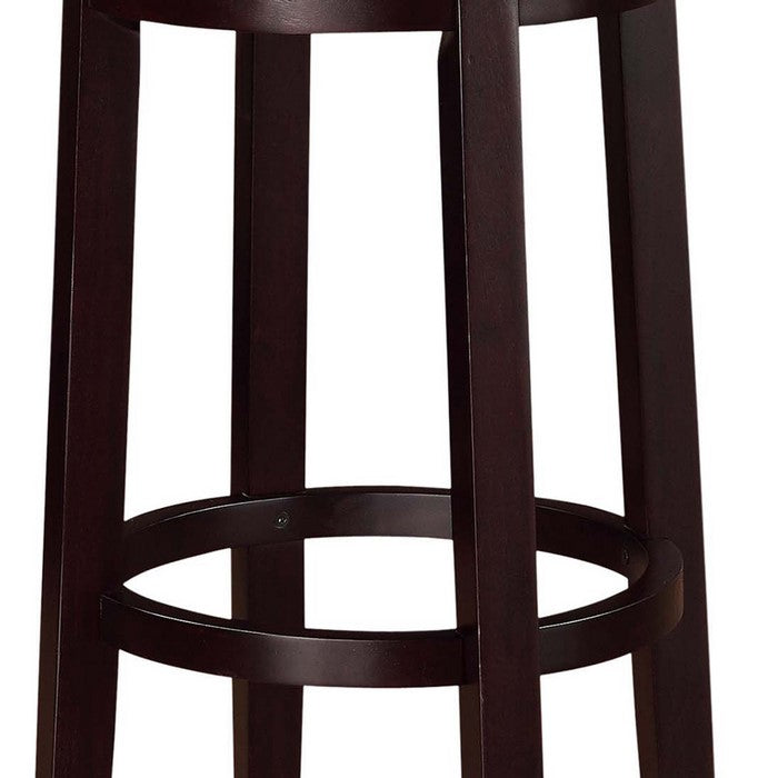 Fabric Upholstered Bar Stool with Slanted Legs, Brown and White