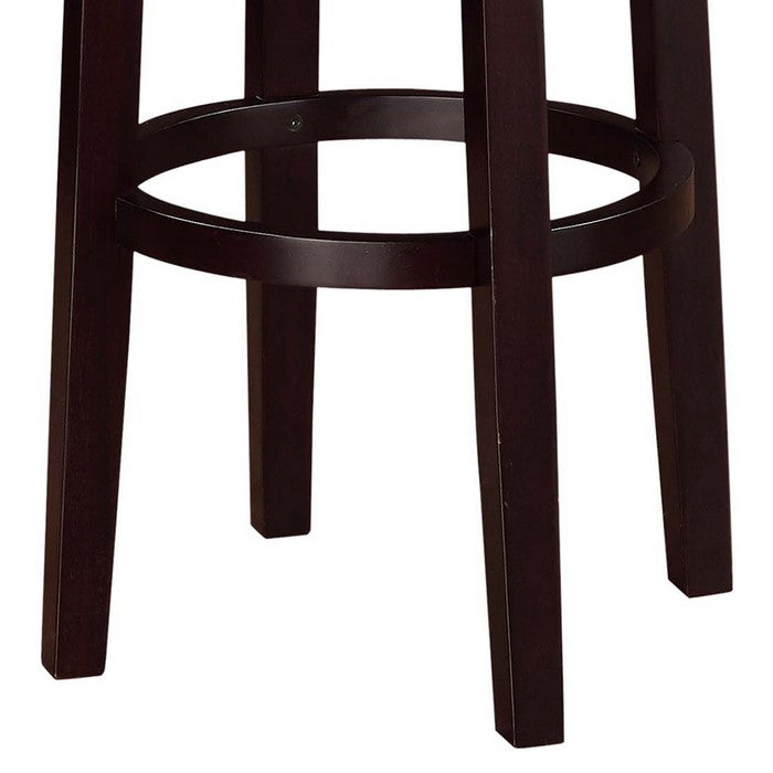 Fabric Upholstered Bar Stool with Slanted Legs, Brown and White