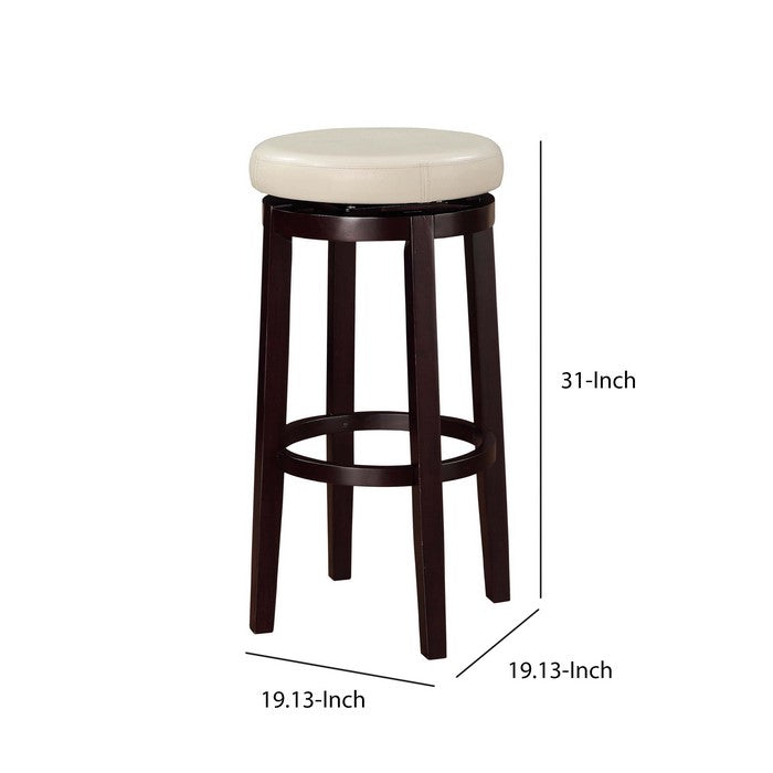 Fabric Upholstered Bar Stool with Slanted Legs, Brown and White
