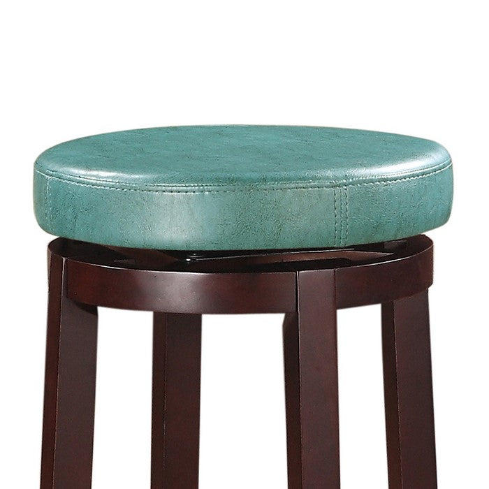 Fabric Upholstered Bar Stool with Slanted Legs, Brown and Blue