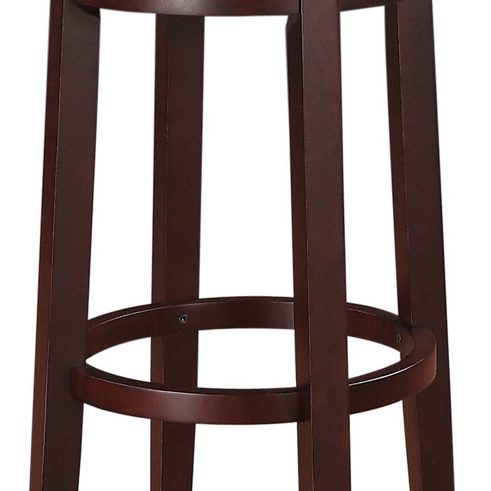 Fabric Upholstered Bar Stool with Slanted Legs, Brown and Blue