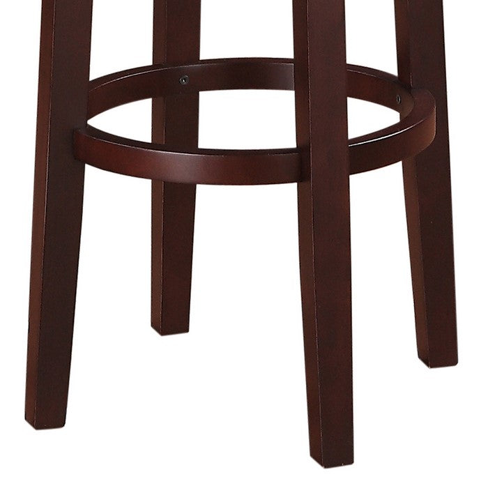 Fabric Upholstered Bar Stool with Slanted Legs, Brown and Blue