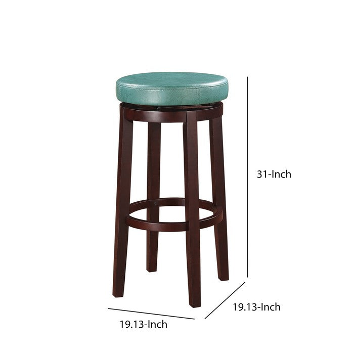 Fabric Upholstered Bar Stool with Slanted Legs, Brown and Blue