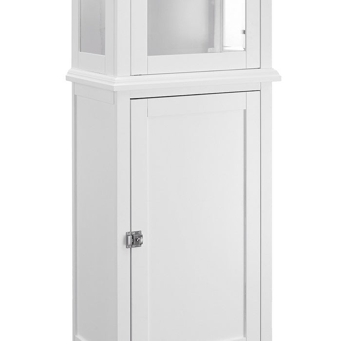 Free Standing Wood and Glass Cabinet with Spacious Storage, White