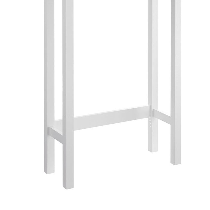 Transitional Style Wood and Glass Space Saver with Block Legs, White