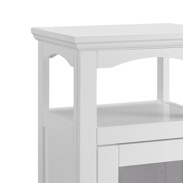 Wood and Glass Demi Cabinet with Spacious Storage, White