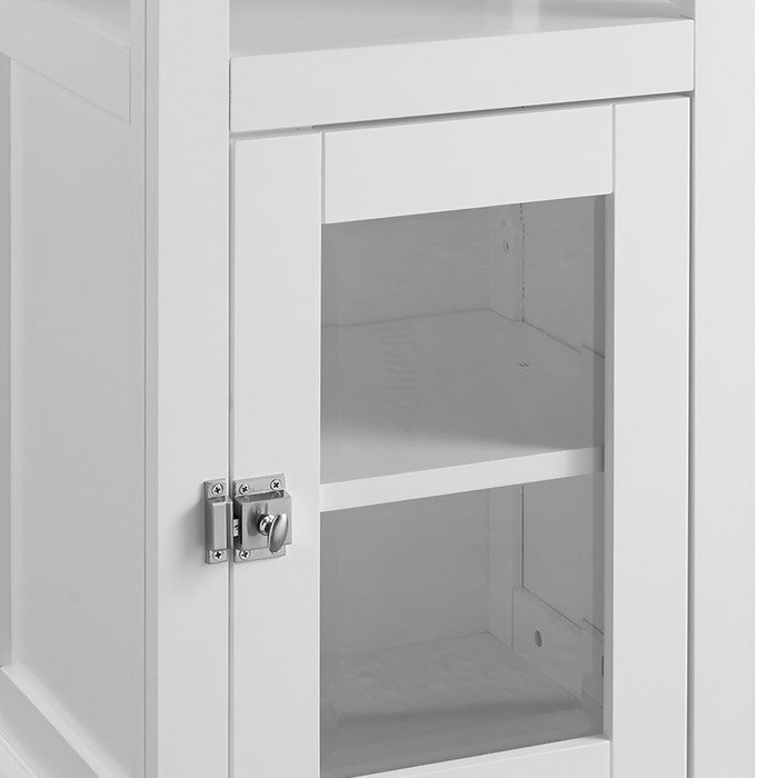 Wood and Glass Demi Cabinet with Spacious Storage, White