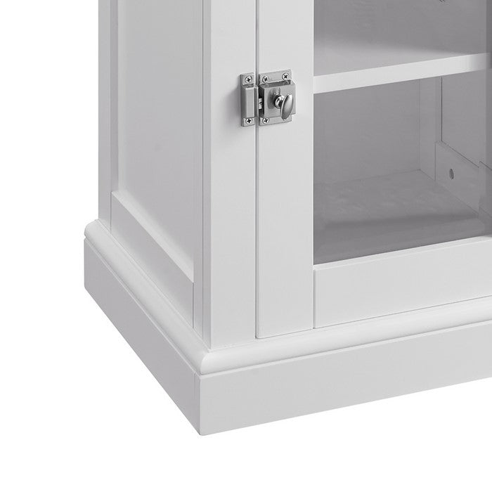 Wood and Glass Demi Cabinet with Spacious Storage, White