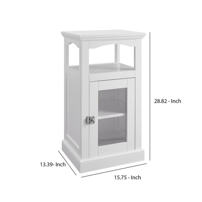 Wood and Glass Demi Cabinet with Spacious Storage, White