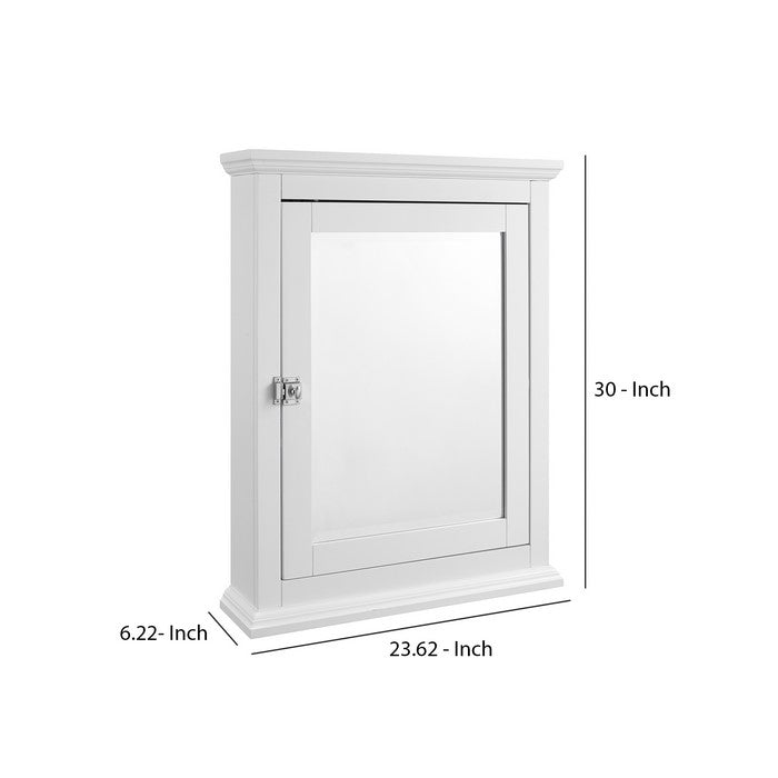 Wooden Medicine Cabinet with Mirrored Door Storage, White