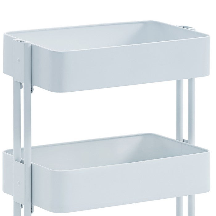 3 Tier Metal Cart with Tubular Frame and Spacious Storage, White