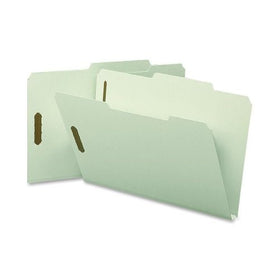 Smead Pressboard Fastener File Folder with SafeSHIELD Fasteners, 2 Fasteners, 2/5-Cut Tab Right of Center Position, 1" Expansion, Guide Height, Legal Size, Gray/Green, 25 per Box (19980)