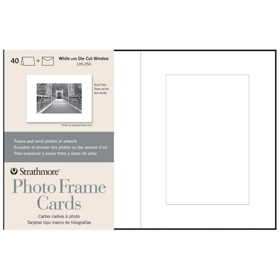 Strathmore 105-250 Photo Frame Cards, White Cutout Window, 40 Cards & Envelopes