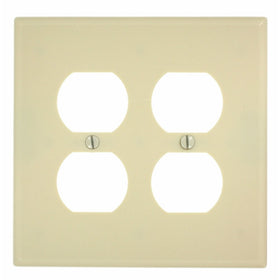 Leviton 80516-I 2-Gang Duplex Device Receptacle Wallplate, Midway Size, Ivory