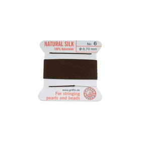 Griffin Silk Beading Cord & Needle Sz 6 Brown