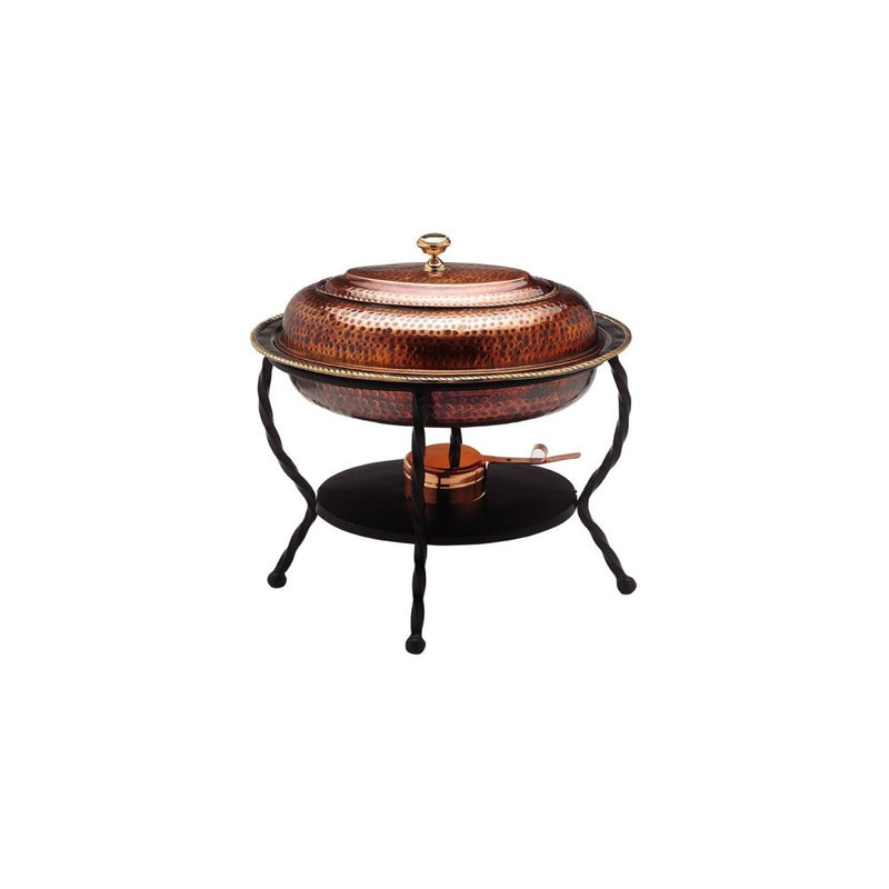 Old Dutch 16½"x12½"x18" Oval Antique Copper Chafing Dish, 6 Qt
