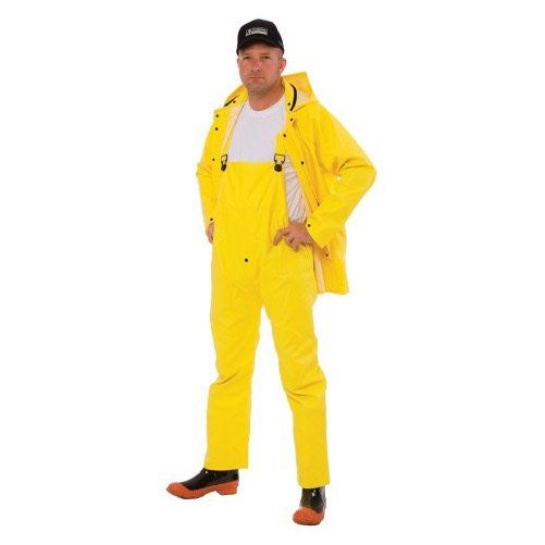 Cordova Safety Products CRS353YL StormFront 3 Piece Rain Suit with Detachable Hood, Yellow, Large