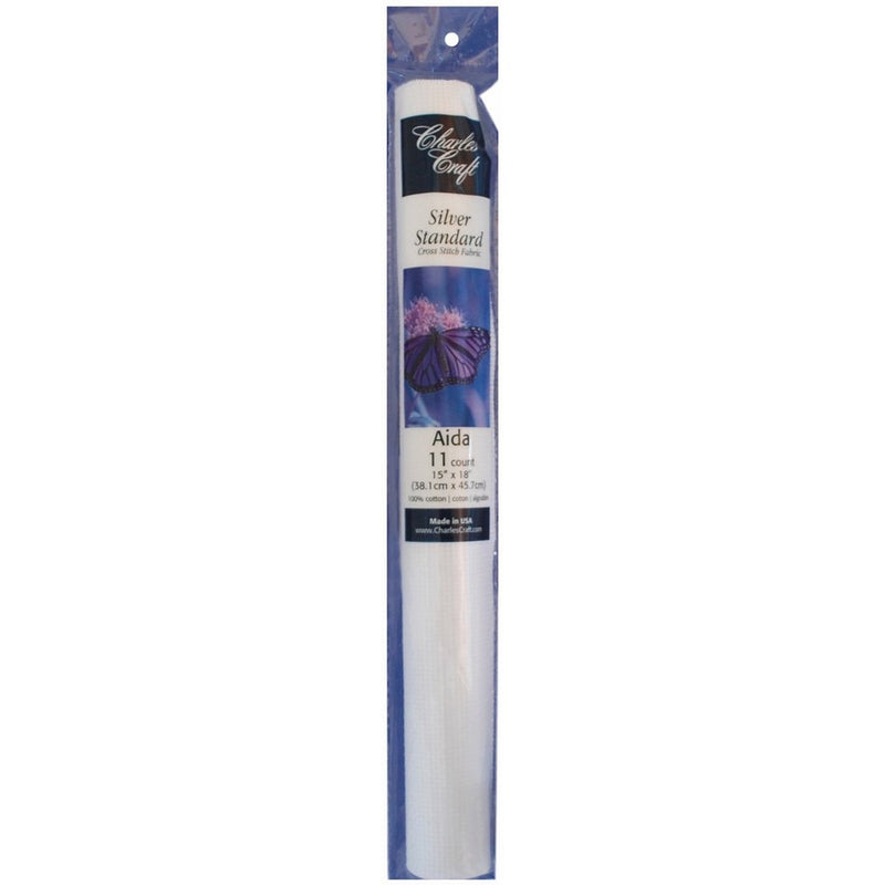 DMC TC8136-6750 Silver Label Aida Cloth with Soft Tube, White, 15 by 18-Inch, 11-Count