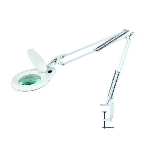 Eclipse 902-109 5" Diameter Magnifier Workbench Lamp with Bench Clamp, White