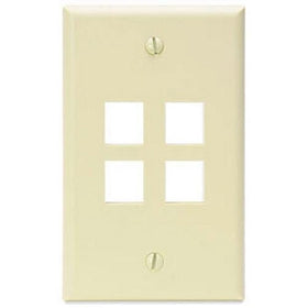 Leviton 41080-4AP 1-Gang 4 Port QuickPort Plastic Wallplate - Almond