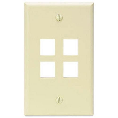 Leviton 41080-4AP 1-Gang 4 Port QuickPort Plastic Wallplate - Almond