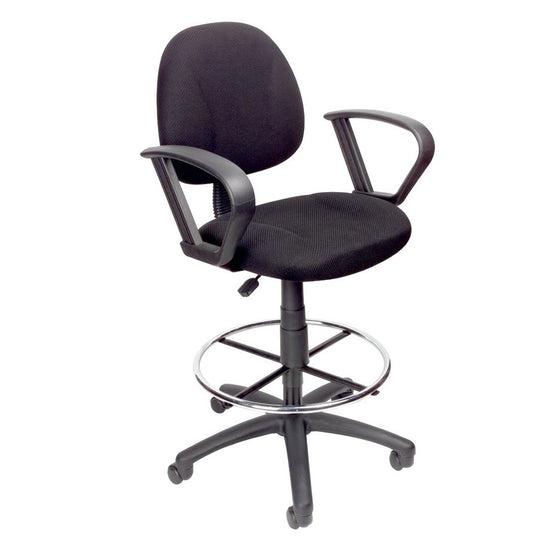 Boss Office Products B1617-BK Ergonomic Works Drafting Chair with Loop Arms in Black