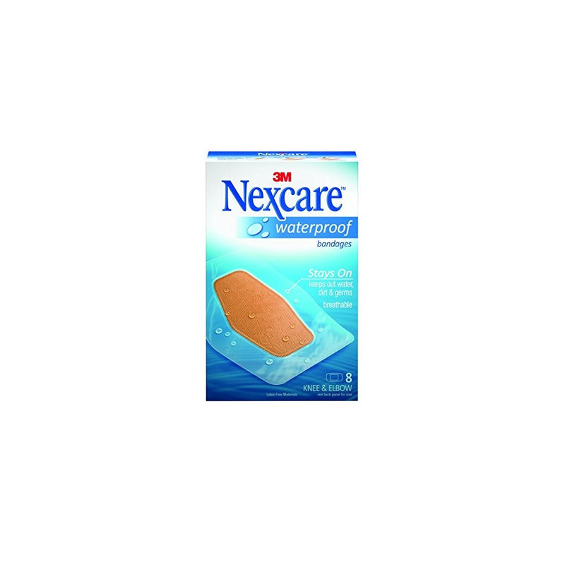 Nexcare Waterproof Bandages, Large, Knee and Elbow, Seals Out Water, Dirt, Germs, Ideal for Sports and Exposure to Water, 48 Bandages (6 Packs of 8 Each)