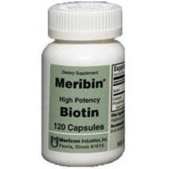 Meribin High Potency Biotin 5mg Supplement Capsules 120 ea