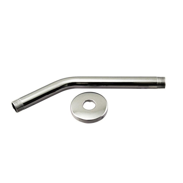 Westbrass 1/2" IPS x 10" Shower Arm with Flange, Polished Chrome, D302-1-26