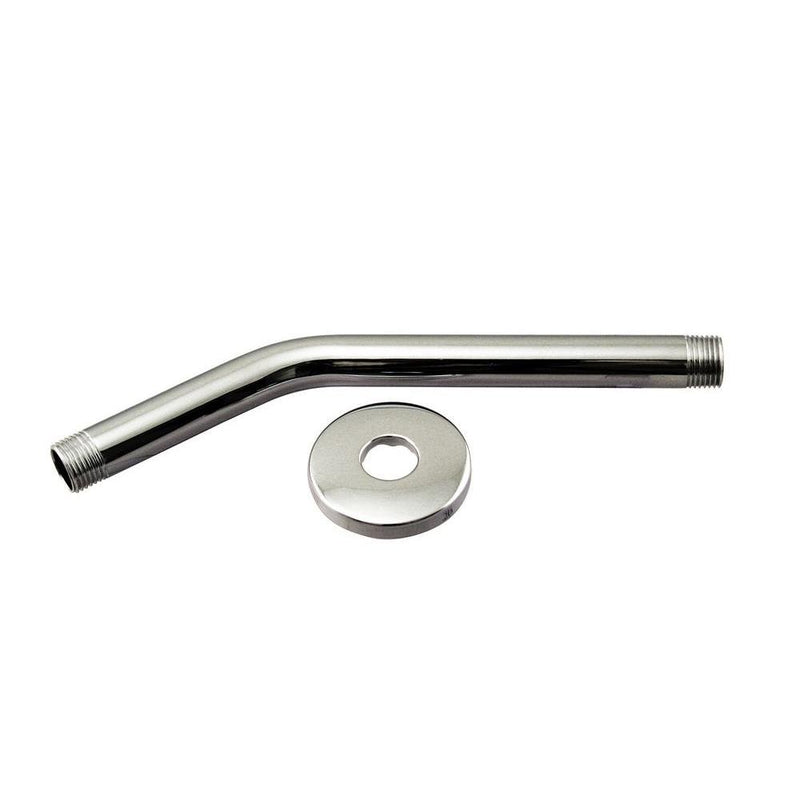 Westbrass 1/2" IPS x 10" Shower Arm with Flange, Polished Chrome, D302-1-26