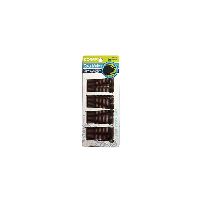 Conair Styling Essentials Bobby Pins, Brunette - 60 pcs