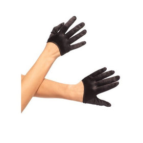 Leg Avenue Women's Mini Cropped Satin Gloves, Black, One Size