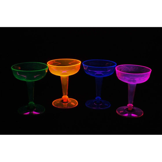 Party Essentials Hard Plastic Two Piece 4-Ounce Champagne Glasses, Assorted Neon, 20 Count