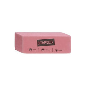Staples Pink Wedge Erasers, 3/pack