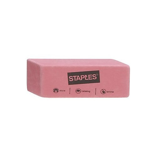 Staples Pink Wedge Erasers, 3/pack