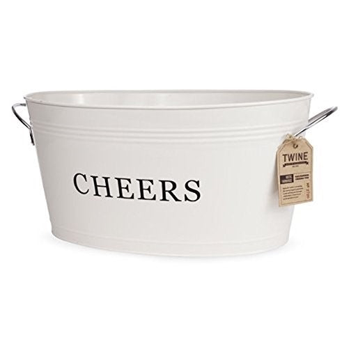 Rustic Farmhouse Cheers Drink Tub by Twine – Large Galvanized Metal Drink Tub (6.3 gal.)