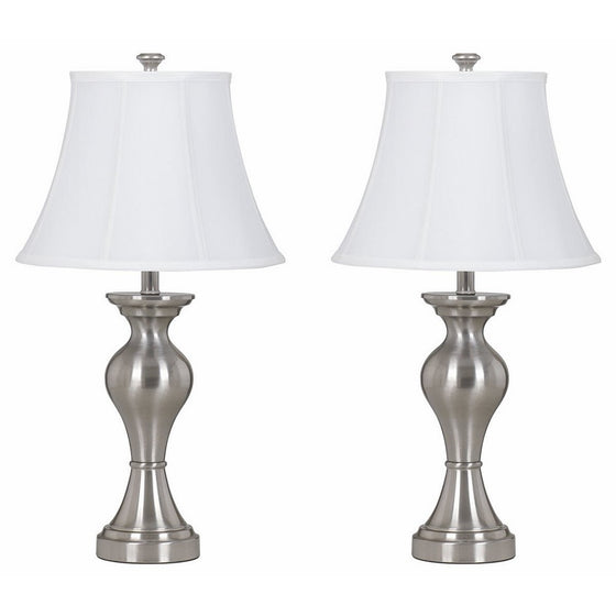 Ashley Furniture Signature Design - Rishona Metal Table Lamps - Set of 2 - Brushed Silver Finish