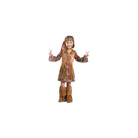 Fun World Costumes Baby Girl's Peace and Love Hippie Toddler Costume, Brown, Small