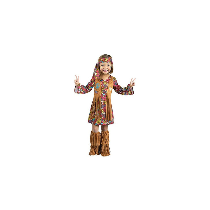 Fun World Costumes Baby Girl's Peace and Love Hippie Toddler Costume, Brown, Small